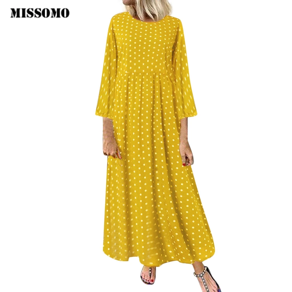 MISSOMO одежда женское платье винтажное vestidos длинное с волнистым принтом и круглым вырезом Макси платье плюс размер 5XL платье женское повседневное оптом