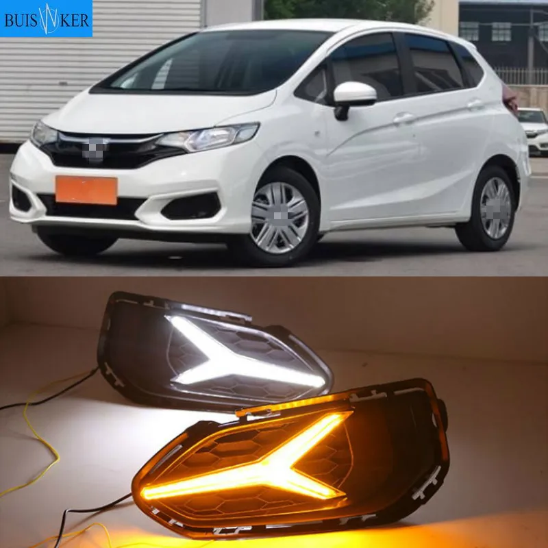 

Для Honda Jazz fit 2018-2020 светодиодный ные DRL Противотуманные фары с функцией поворота Стайлинг автомобиля светодиодсветодиодный дневные ходовые огни