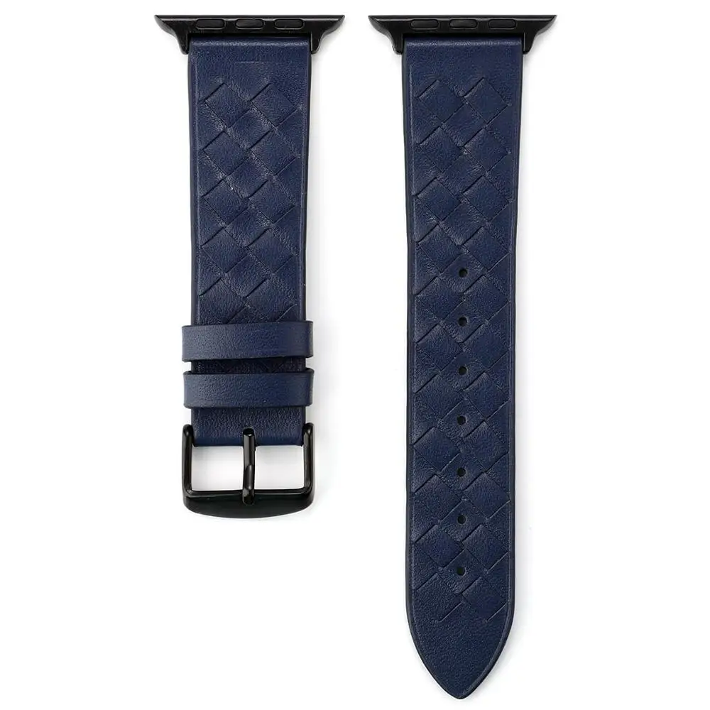 blue 2 Плетеный ремешок из натуральной кожи для apple watch 5 apple watch 4 40 мм 44 мм 38 мм 42 мм креативный розовый сетчатый Браслет для iwatch 3 2 - Цвет ремешка: blue 2