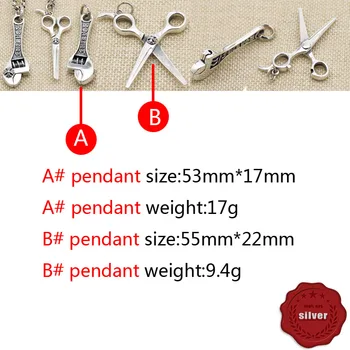 

P37 S925 sterling silver pendant simple personality punk street dance jewelry cross flower scissors wrench letter retro pendant