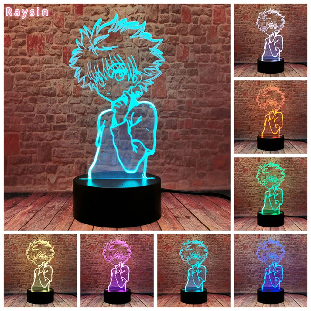 Аниме фигурка 3D Killua Zoldyck Lava 7 цветов меняющая лампа ночники USB RGB светодиодные
