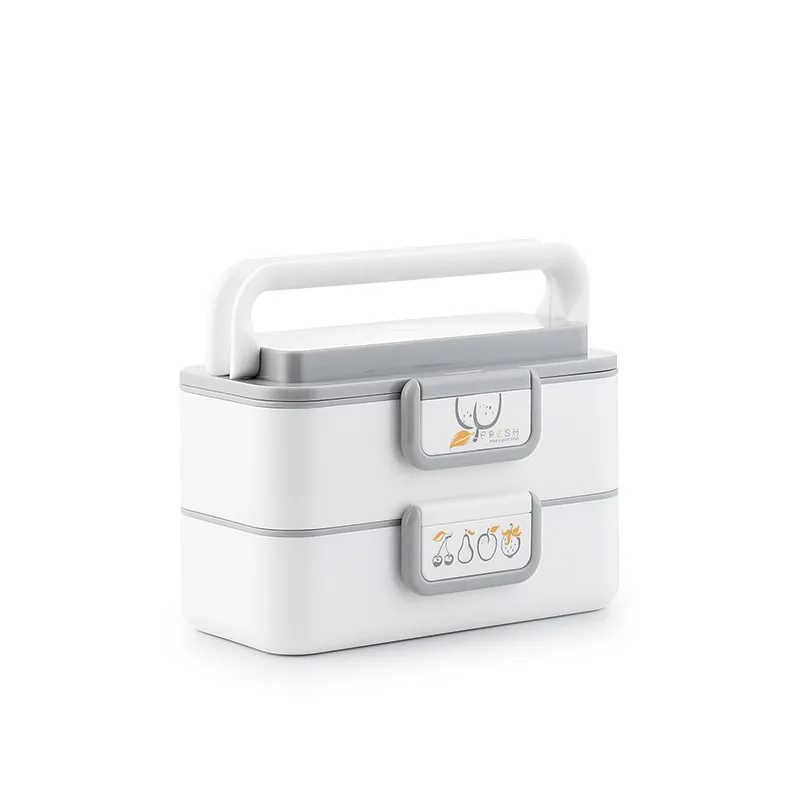 Рабочий Ланч-бокс для микроволновки нагревательный Bento Box материал не вредит здоровью многослойная коробка с теплозащитой студентов портативный контейнер для еды - Цвет: Grey( 2 Layers)