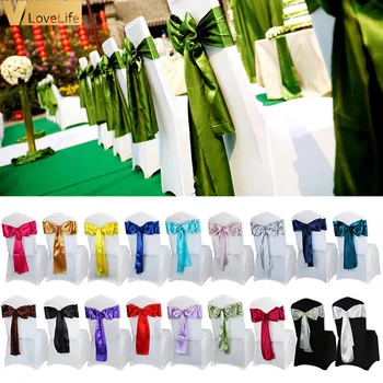 

100Pcs/Lot 18 Colors Satin Chair Sashes Bows Ties 15cmX275cm Wedding Party Event Banquet Hotel Venue Decor Supplies Sash Favor