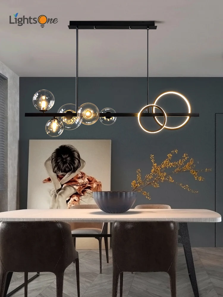Nordic minimalist restaurant lamp creative bar magic bean glass bubble chandelier