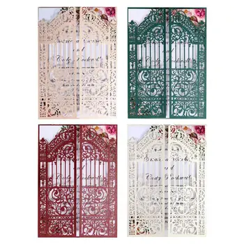 

20 Pcs European Style Wedding Invitation Cards Hollow out Cover Pocket Supply