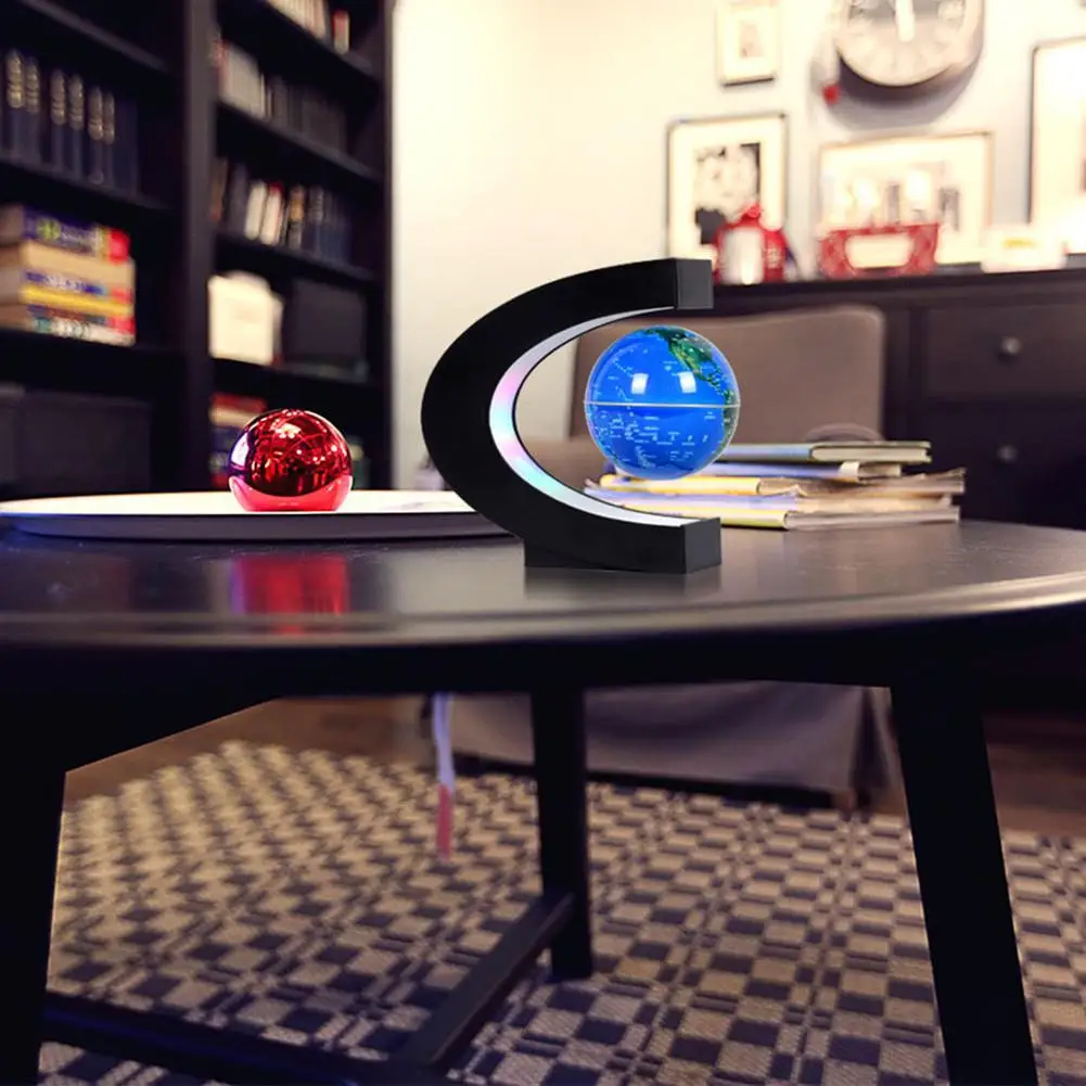 Магнитный левитационный плавающий светодиодный глобус с формой светильник