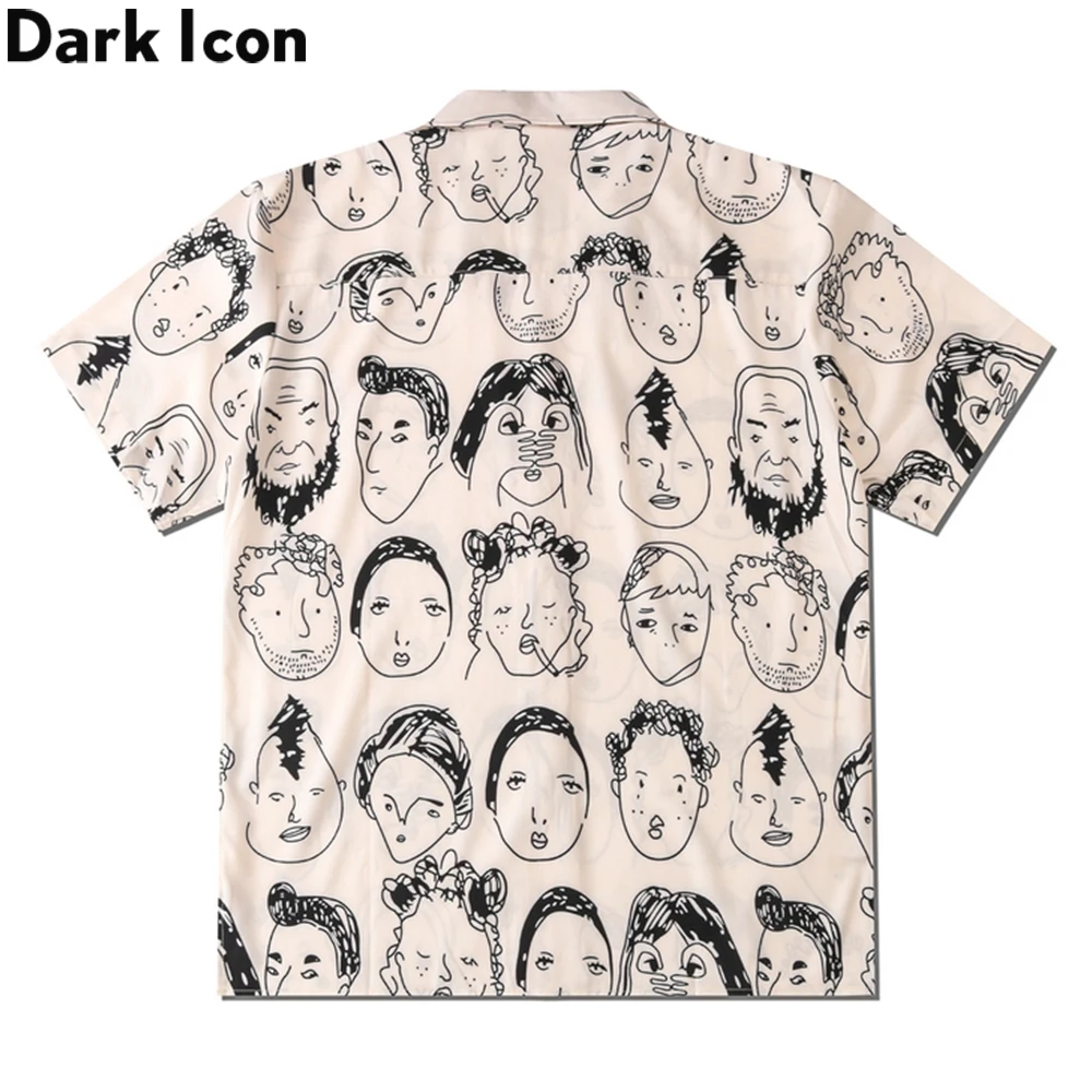 Dark Icon Full Printed Hawaiian Shirt Men Vintage Street Fashion Men's Shirts Summer Male Top