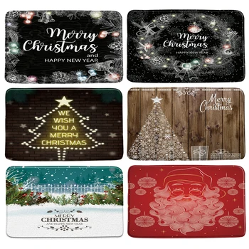 

Christmas Mat Happy Christmas Bathroom Non-slip Mat Floormat Bath Santa Claus Bathroom Carpe 50*80cm +40*60cm Bath Mat