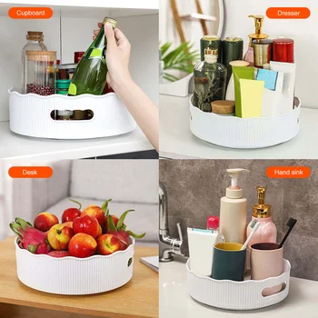 

Condiment Holder Kitchen Storage Large Capacity Multifunctional Anti Skid Makeup Lazy Turntable Food Organizer Home Spice Rack