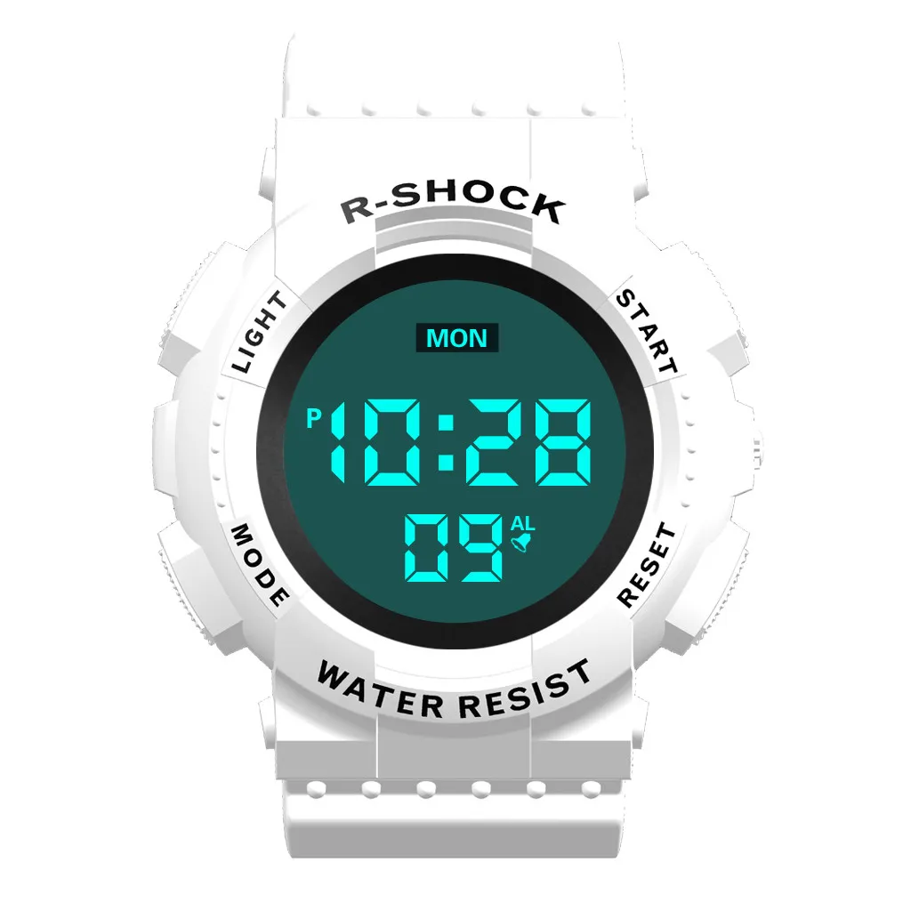 Honhx роскошный, электронные часы с датой, браслет, спортивные часы для мужчин, модные, для мужчин, для улицы, цифровые часы, светодиодный, водонепроницаемые, белые, relogio