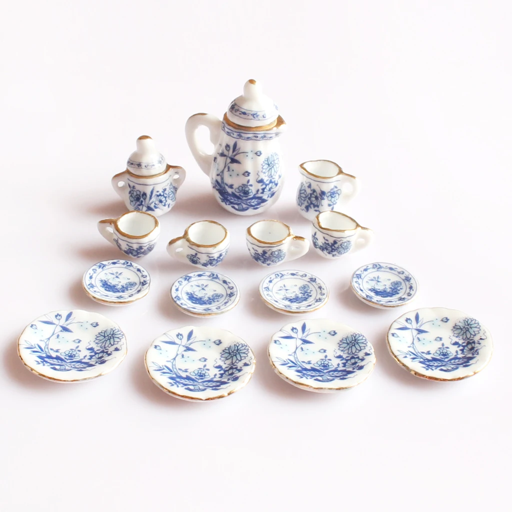 1/12 Dolls House Miniatures Deluxe 8/15/40/46/50pcs China Ceramic Coffee Tea Set