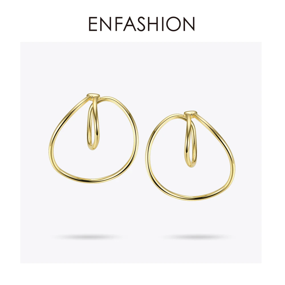 Najtaniej ENFASHION punk geometryczny Ear Cuff nausznice dla kobiet złoty kolor linii Kolczyki bez Piercing biżuteria Kolczyki EC191020