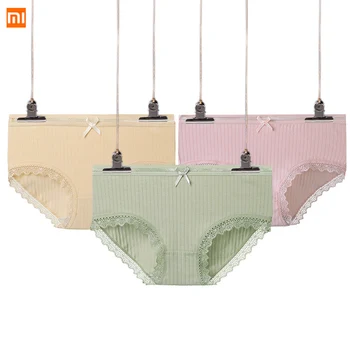 

3pcs/lot Xiaomi Women's underwear New cotton lace panties High-end large size briefs Women Sexy Underpants for Female Ladies