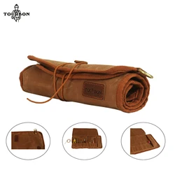 Sac à roulettes en toile cirée Vintage Tourbon, sac à 9 fentes, mallette de transport Portable, pochette de rangement d'atelier, organisateur d'outils d'épissure 