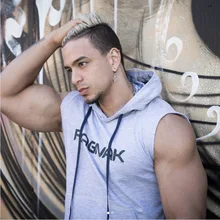 Эстетика мышц, мужской жилет для фитнеса, без рукавов, с капюшоном, жилет для бега, спортивный жилет для фитнеса, свободный, дышащий