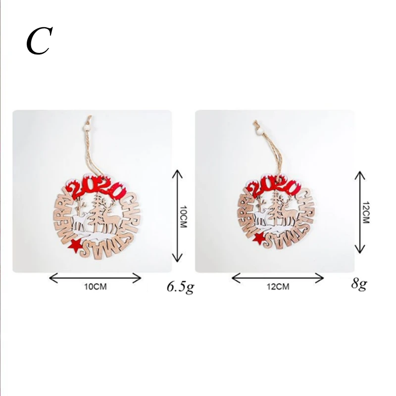 1 шт. Деревянные Подвески на Рождество и год 3D украшения для рождественской елки и лося полые украшения для дома новогодние вечерние товары Navidad - Цвет: C
