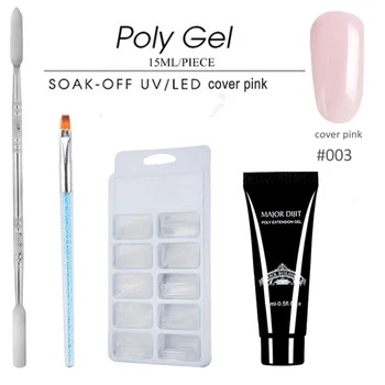 

Poly Builder Acrylic Manicure Art Crystal Jelly Brush DIY Tips Polish Glue Quick Dry Nail Extension Gel Kit Double End Pusher 3D