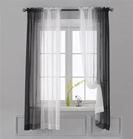 Gradient Sheer Curtains for Living Room Fashion Tulle 1 Piece Half Transparent Custom Made Blue Black White Window Screens Cheap 2