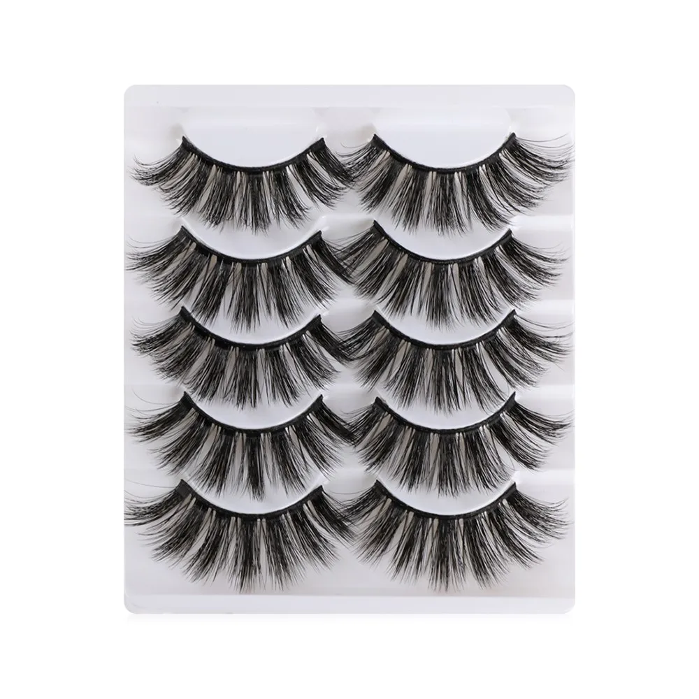 5 5 Pairs Soft 3D Mink Hair False Eyelashes Wispy Multilayers Cross Long Lashes Handmade Natural Thick Eye Makeup Extension Tools - Цвет: 5