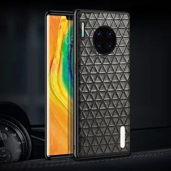 

Genuine Cowhide Leather Triangle Grain phone case for Huawei Mate 30 20 P30 Lite Pro P20 Y6 Cover For Honor 20 Pro 10 10i 8X 9X