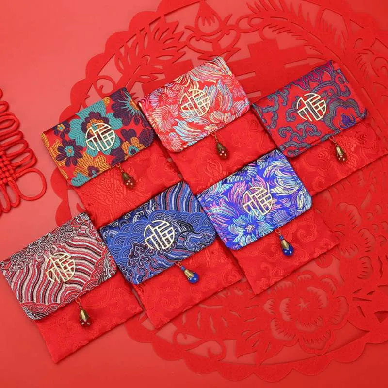

Embroidered Red Pocket Jewelry Storage Bag Drawstring Coin Purse Pouches Gift Bags Wedding Jewelry Gift Bag Display Packing Bags