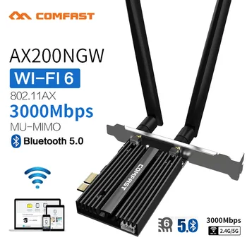 

COMFAST AX200 PRO 3000Mbps Dual Band Wireless Desktop PCIe For Intel AX200 Card 802.11ax Bluetooth5.0 PCI Express WiFi 6 Adapter