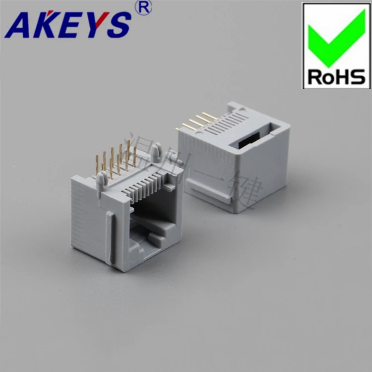 10 шт. RJ45 розетка 5521 шт. BX10P10C-Rim-90 degrees-Grey-RJ11 телефонная розетка полностью пластиковая