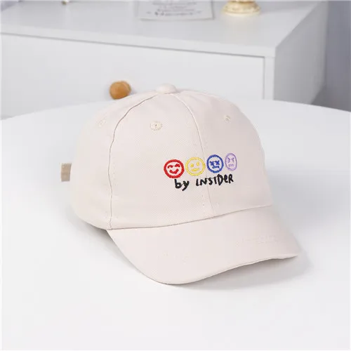 Белый Baby hats English embroidery smiley child baseball cap autumn new Korean wild child hat boys and girls kids beanies caps - Цвет: Белый