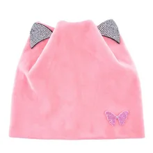 NUZADA/Брендовая женская шапка для девочек; сезон осень-зима; шапка с милым котенком; шапка; Новинка года; шапка с жемчужными ушками для девочек; теплые шапки Скалли; женская шапка