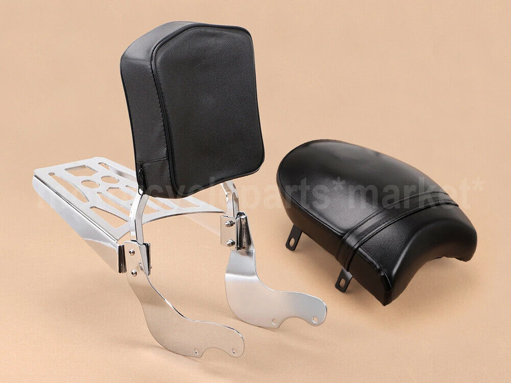 Chrome Motorcycle Rear Backrest Seat Sissy Bar Pad Luggage Rack For Victory Vegas KingpinCovers