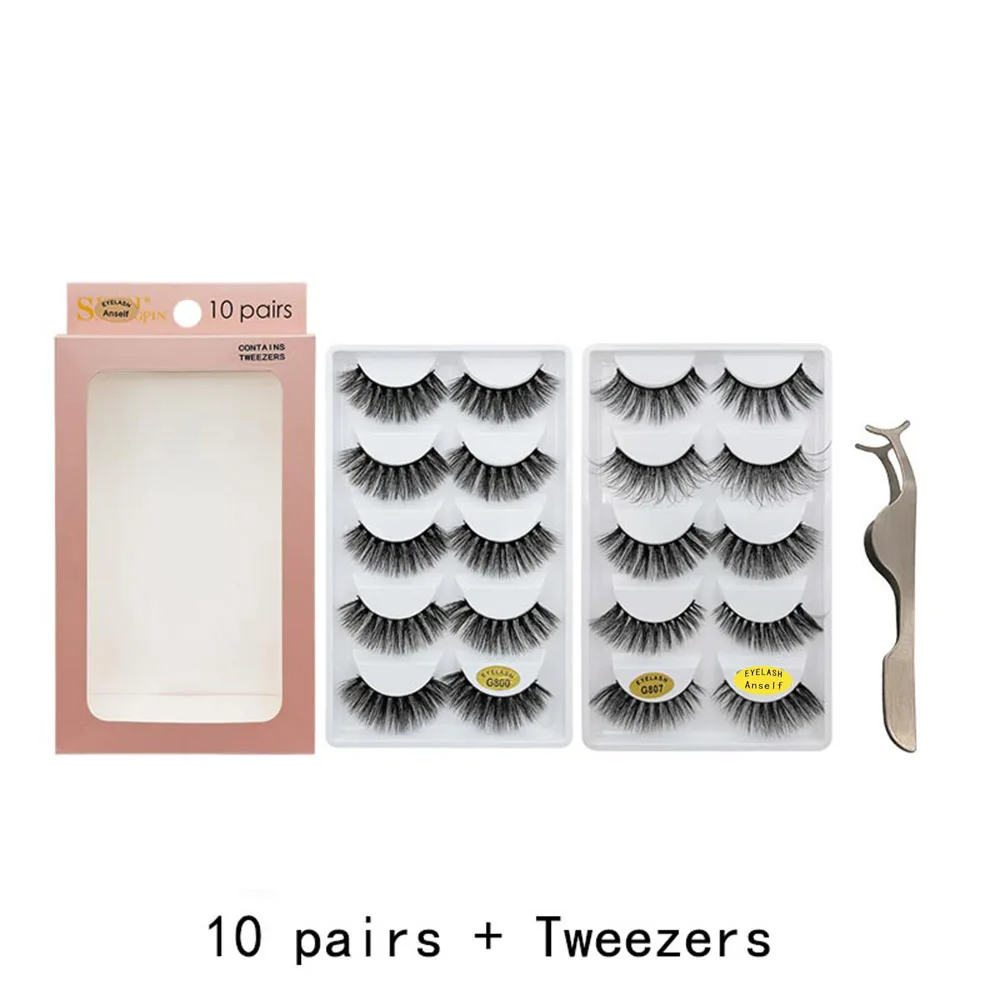

Anself 10 Pairs False Eyelashes 3D Reusable Fake Eyelashes Set Long Curly Eyelashes Extension and Lashes Applicator Makeup Tool