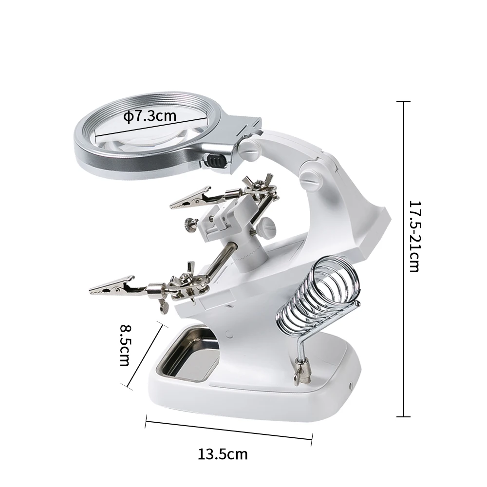 Welding Magnifying Glass with LED Light 3X 4.5X 25X Lens Auxiliary Clip Loupe Desktop Third Hand Soldering Repair Tool