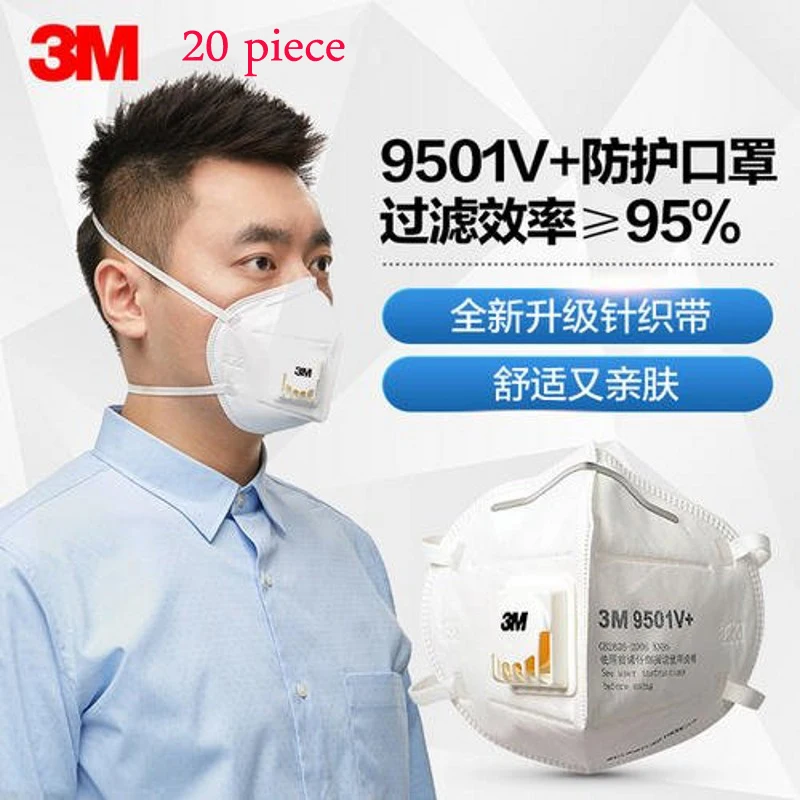 

20Pcs N95 Face Mask 3M 9501V+ anti Fog Dust Disposable Mask 3M Respiratory Valve Protective ffp3 ffp2 Dust Mask mascherina ffp3