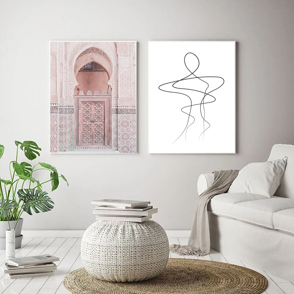 Allah-Islamic-Morocco-Door-Wall-Art-Canvas-Poster-Arch-Pink-Door-Print-Kasbah-Camel-Nordic-Animal (1)