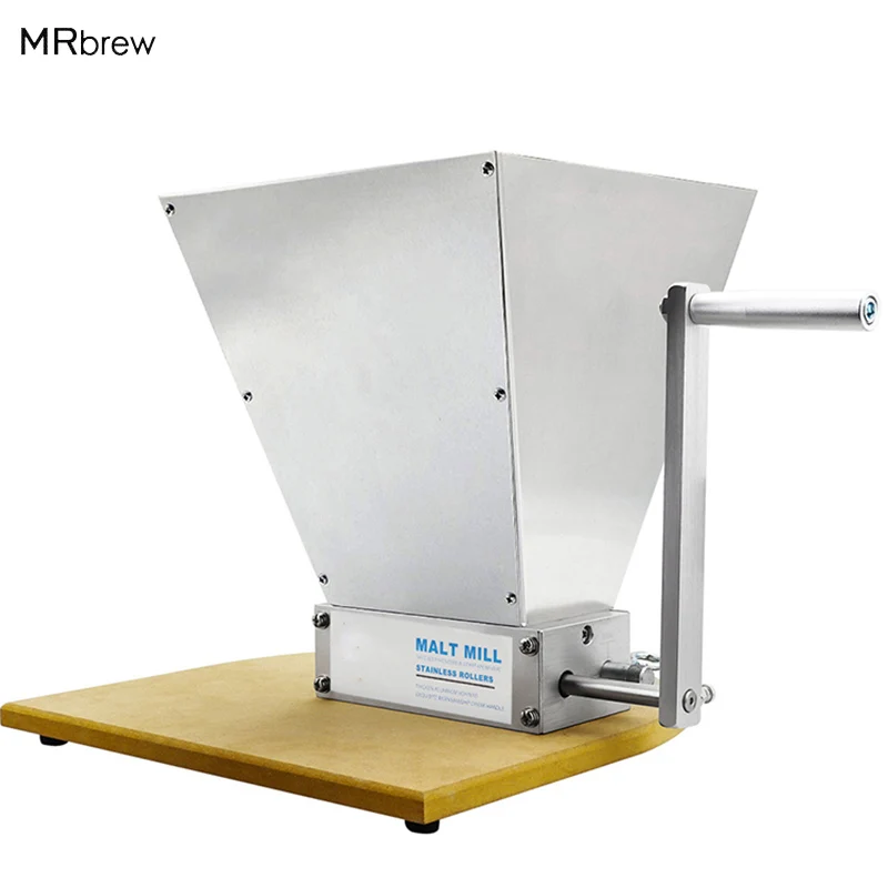 

Stainless Steel 2 Roller Malt Mill Crusher Home Brewing Grain Crusher Manual Adjustable Barley Grinder With Wooden Base