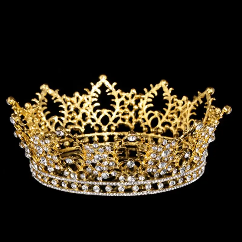 Vintage Crystal Rhinestone Bridal Wedding Crown Bling Tiara with Side Comb Silve