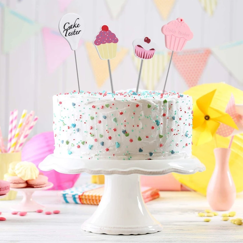 4PCS Cake Tester Needles Stainless Steel Reusable Cake Testing Needles Practical Cake Tester Skewer Needles for Bakery Tools