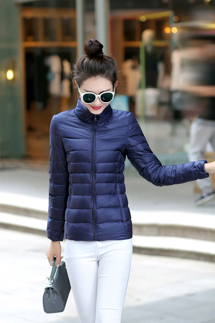 Autumn And Winter WOMEN'S Dress Slim Fit Lightweight Slimming Light Short Stand Collar down Jacket Women's Large Size Coat