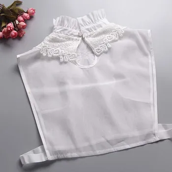 

2020 Vintage Women Fake Collars White And Black Lace Bow Pleated Collar Tie Detachable Lapel Shirt Women's Clothing Accessories