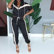 Женские Лоскутные Длинные рукава с капюшоном Толстовка Пальто Длинные брюки спортивный костюм