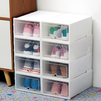 

1 Grid Transparent Shoe Box Combination Shoe Storage Box Ladies Thick Clamshell Plastic Shoe Box Desktop Storage Artifact