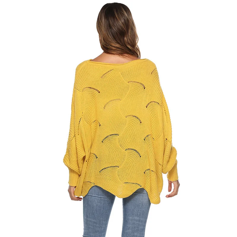 Women New Kintted Sweater Loose Autumn Winter Warm Sweater Irregular Tops O-neck Long Sleeve Sweaters
