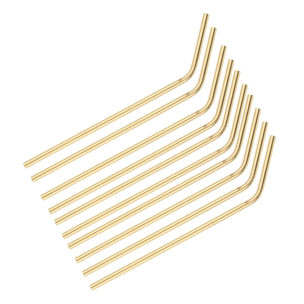 Gold Bent Stainless Steel Drinking Straw Metal Straw 10 PCS 21cm