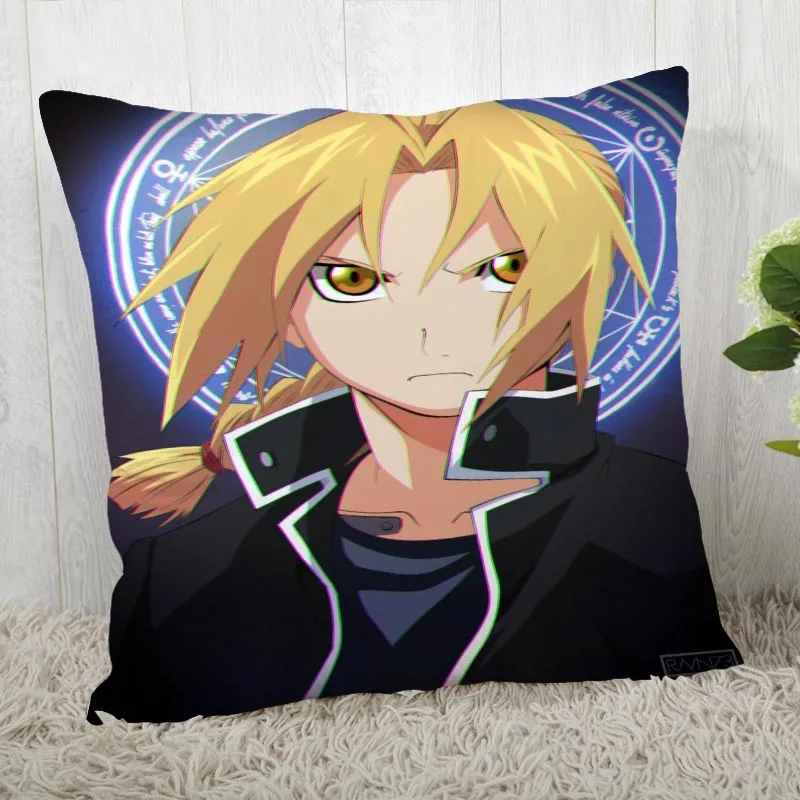 Custom Fullmetal alchemist Pillow Cases Square Pillowcase Christmas Zippered Pillow Cover 40*40cm,45*45cm(One Side