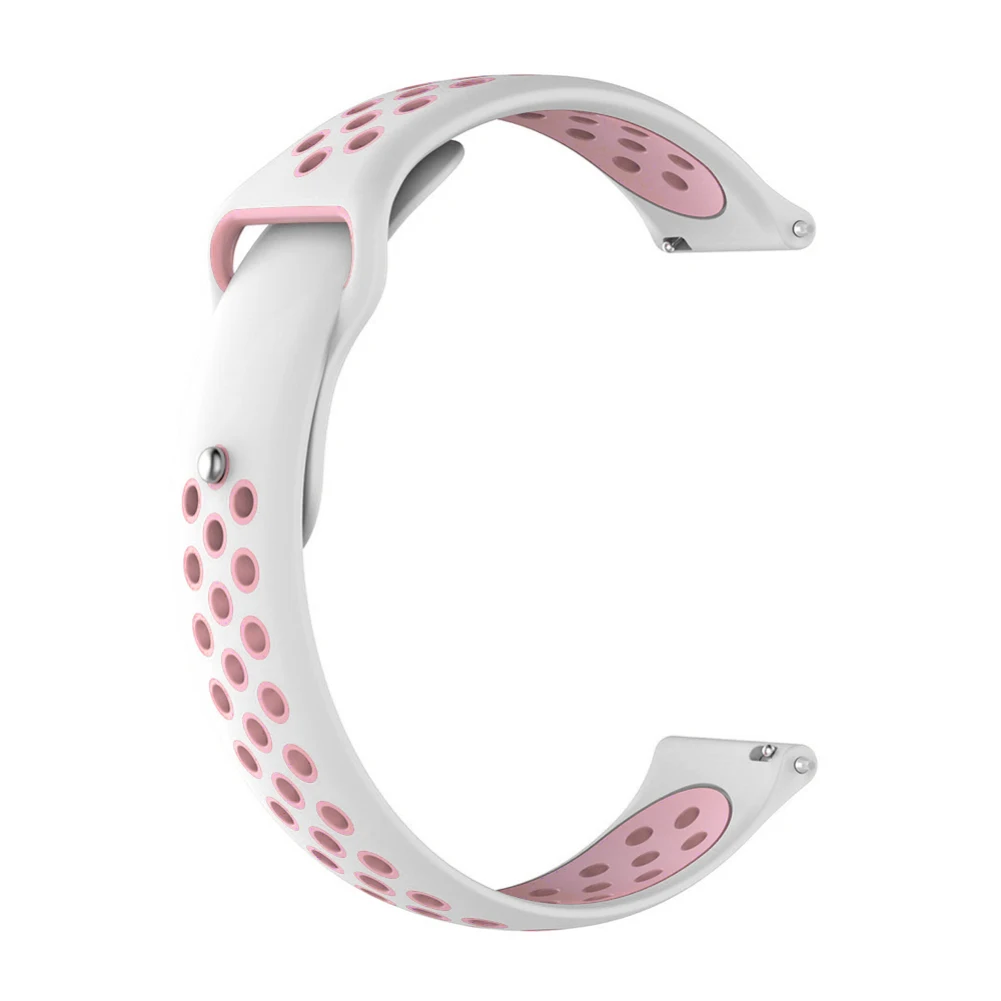 white pink Новинка для Garmin Vivoactive3 HR Music Forerunner245M двухцветный резиновый ремешок 20 мм ремешок для наручных часов Smartwatch аксессуары - Цвет: white pink