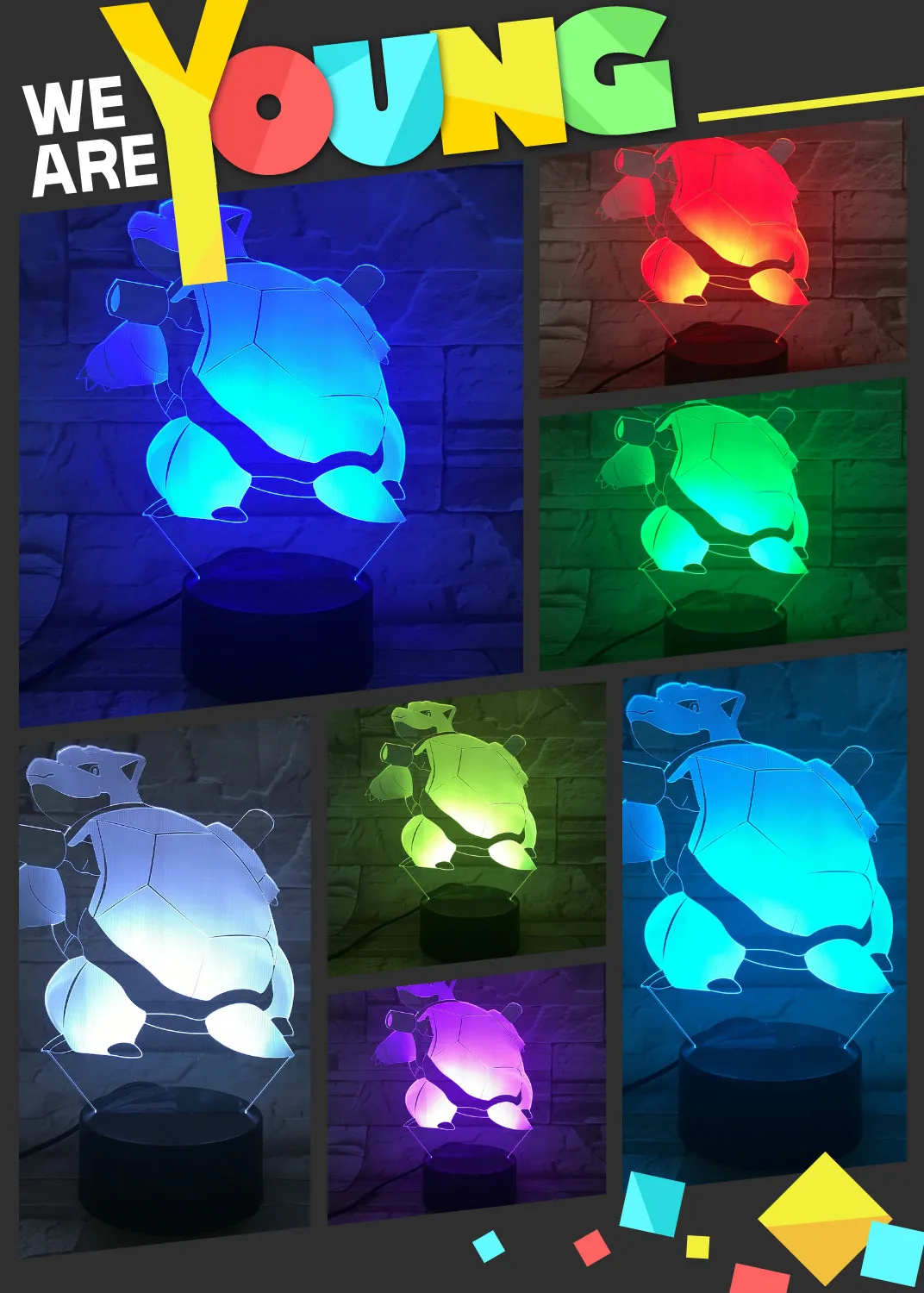 Фигурка Pokemon Go Blastoise, ночник, светильник, меняющий цвет, для кровати, атмосферный фестиваль, подарок, настольная лампа для спальни, Blastoise