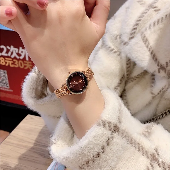 Coffee Зеленые часы для женщин, роскошный циферблат, браслет, кварцевые часы, модный металлический серебристый ремень, модные креативные часы для женщин, подарок - Цвет: Coffee