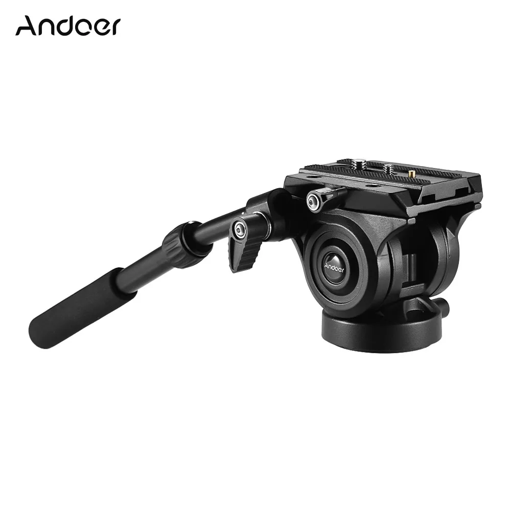 

Andoer VH05 Camera Camcorder Tripod Head Fluid Drag Pan/Tilt Head with Quick Release Plate Aluminum for Canon Nikon Sony