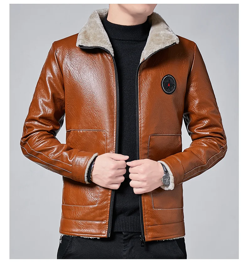 2021 Men Winter New Hot Leather Jackets Autumn and Winter Fur Coat with Fleece Warm Fur Pu Jacket Biker Warm Leather 4XL black leather jacket mens