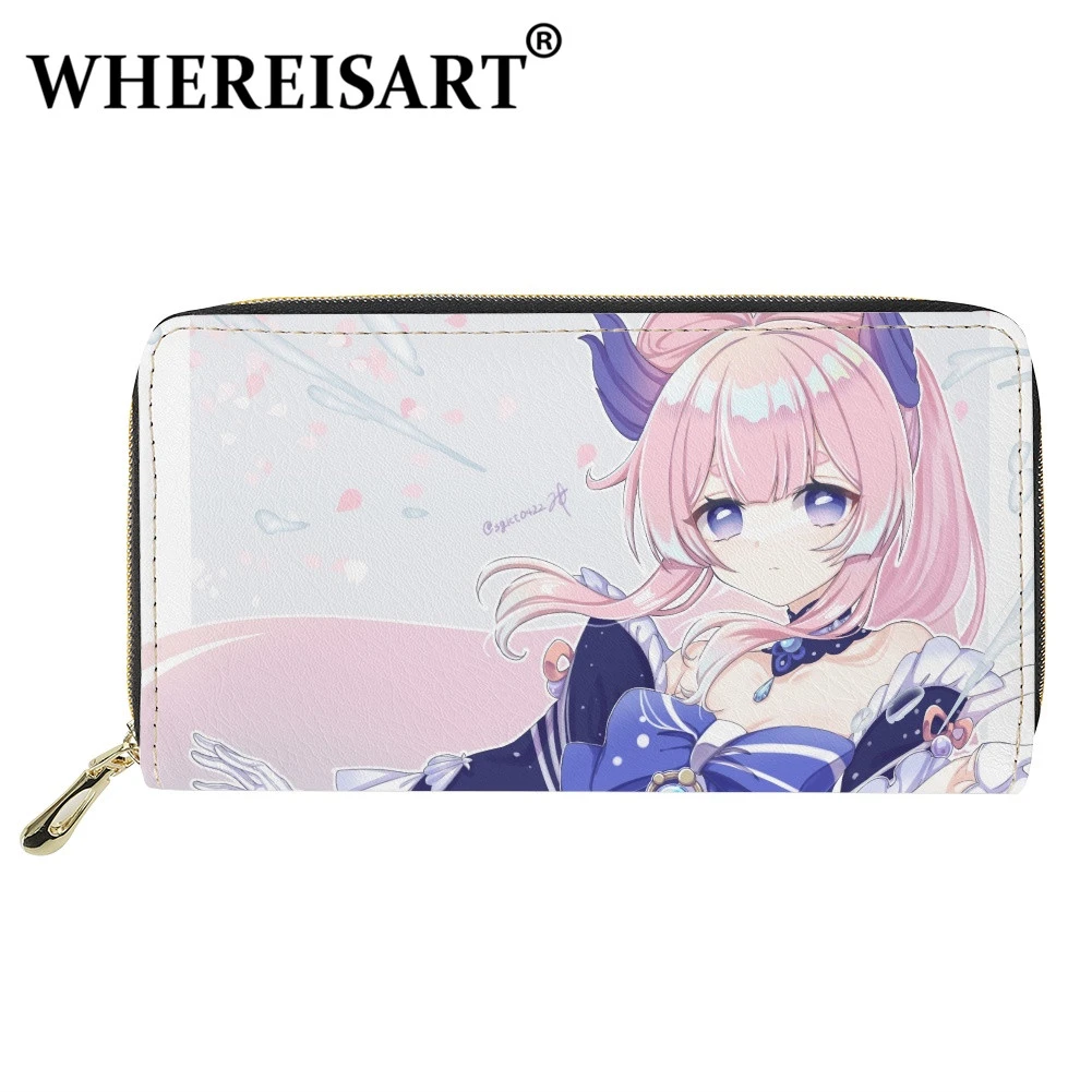Whisart cartera de piel sintética con diseño personalizado para mujer joven, billetera larga con diseño de Kokomi, monedero para tarjetas crédito y dinero|Carteras| - AliExpress